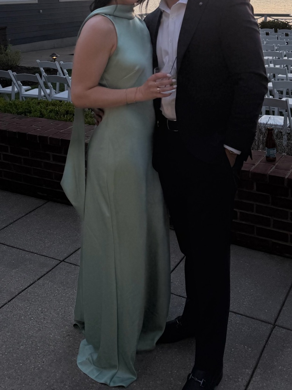 Xscape Mint Satin Halter-Style Wedding Dress - Picture 5 of 5